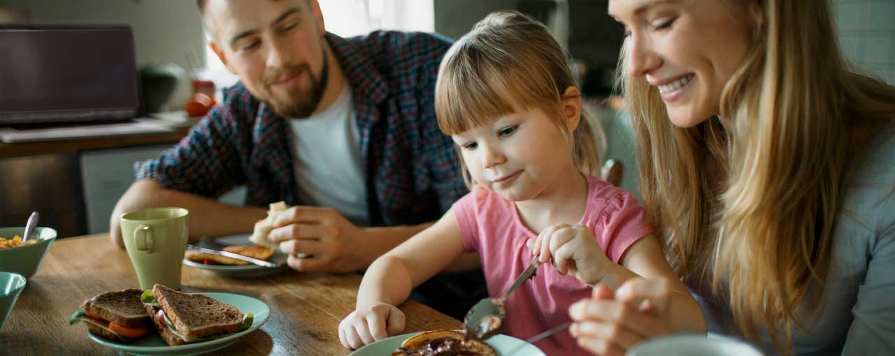 family eating breakfast