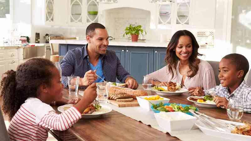 family having dinner