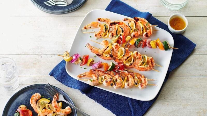 grilled shrimp and vegetable skewers