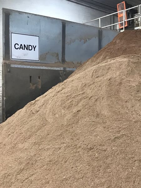 The finished product, called “candy meal,” is made up of Hershey waste and dry feed ingredients. The finished product, called “candy meal,” is made up of Hershey waste and dry feed ingredients.
