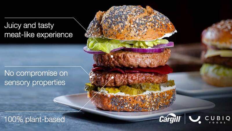 An infographic of a plant-based burger that also uses innovative fats. An infographic of a plant-based burger that also uses innovative fats.